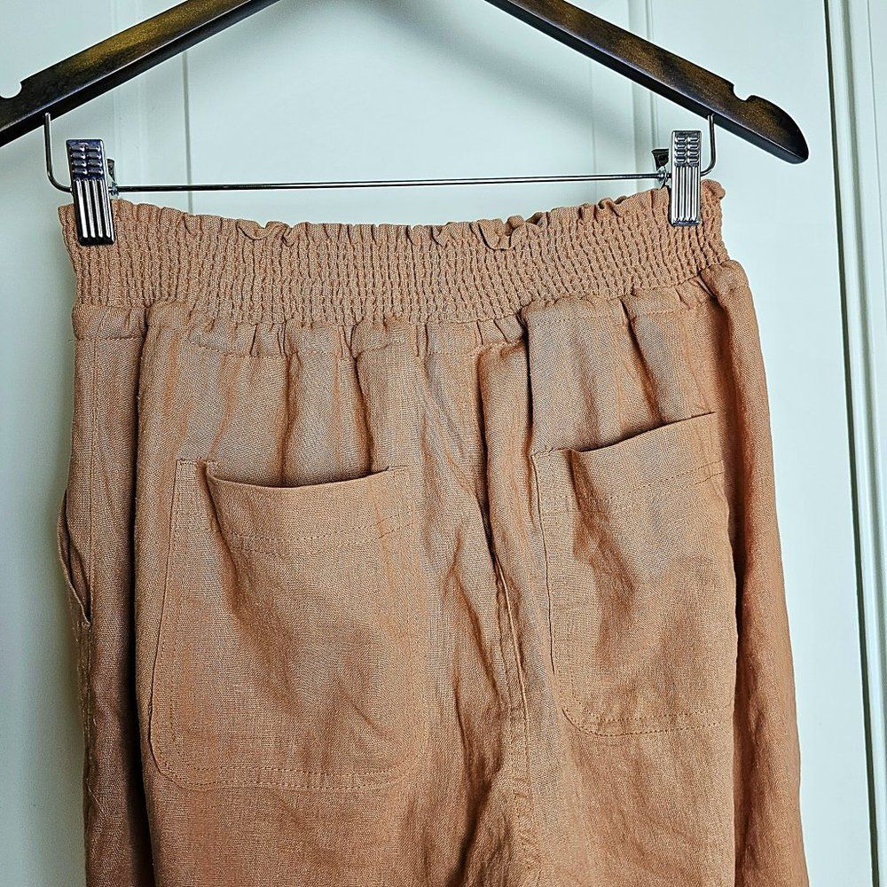 LOVE TREE Women's Linen Blend Jogger Pants Smocked Waist Summer Beachy Size M - Picture 6 of 12